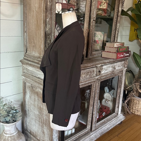 MAXMARA LUXURY BROWN ONE BUTTON BLAZER JACKET 4 EXCELLENT - Picture 3 of 6